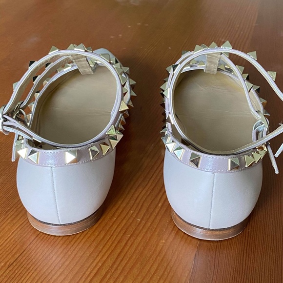 Valentino Rockstud Accents Leather Ballet Flats - Picture 3 of 6